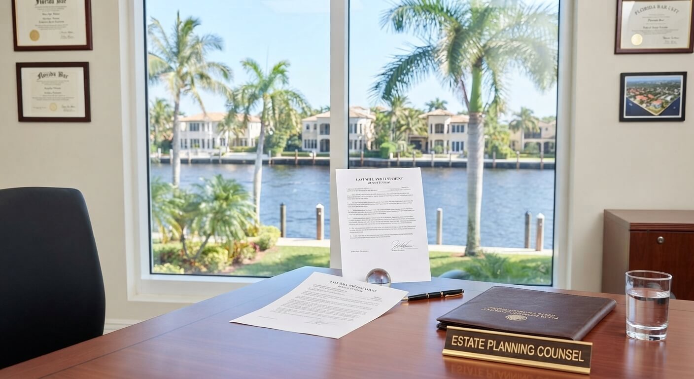 Visualization of a Palm Beach County estate lawyer office.